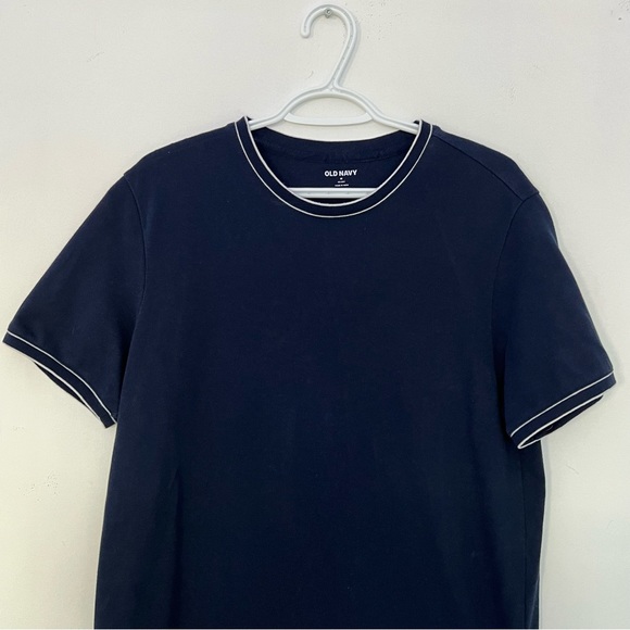 (M) Old Navy T-Shirt Go-Dry Navy White Lined - Picture 2 of 4